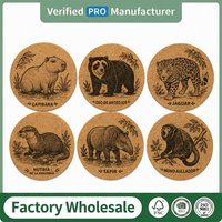 Ensemble de 6 sous-verres en liège naturel avec imprimé animal, logo personnalisé, sous-verres mignons pour animaux, écologiques, isolants thermiquement