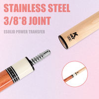 Vente en gros de queues de billard en bois d'érable en deux parties, avec joint central en acier inoxydable, KYES Y-01 19oz 147cm pour club de billard