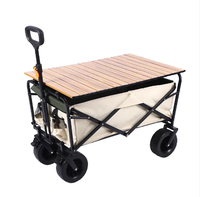 Chariot pliant de camping extérieur de roue pneumatique de cadre en acier avec la table