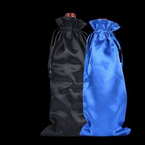 Sac fourre-tout en satin avec cordon de serrage pour bouteille de vin, personnalisable, idéal pour cadeau - Product Image 1
