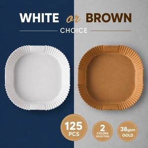 Papel de Hornear Desechable para Freidora de Aire, Cuadrado con Esquinas Redondeadas, 7.9-8 Pulgadas, 125 Unidades, Selección de 2 Colores, Venta al por Mayor, Guangzhou - Product Image 1