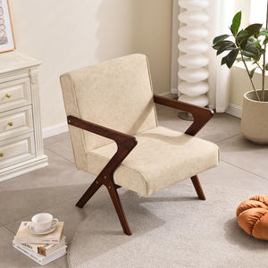 Sillón elegante de madera maciza HANYEE con reposabrazos, asiento de esponja, muebles de ocio para sala de estar - Product Image 3