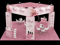 Stand d'exposition pliable en aluminium 20x20 pieds, stand de salon professionnel personnalisé en tissu tendu avec affichage suspendu