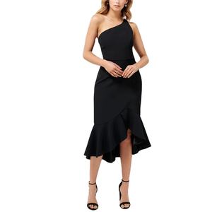 Womens formal casual <strong>dress</strong> one shoulder fishtail asymmetrical <strong>frill</strong> midi <strong>dress</strong> Haohoo anti-static - Product Image 1