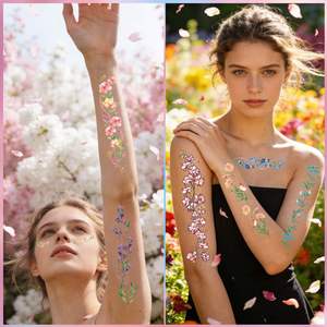 Wholesale Long-Lasting Semi Permanent Colorful <b>Flower</b> Water Transfer Decorative Tattoo <b>Sticker</b> - Product Image 3