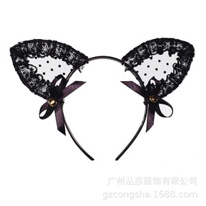 Adorable diadema con orejas de gato estilo europeo y americano en blanco y negro, accesorio para el cabello para niñas. - Product Image 4
