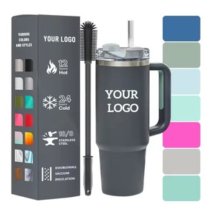 Gobelet 40 Oz en acier inoxydable isolé à double paroi Tasse à café sous vide avec poignée et paille - Product Image 5