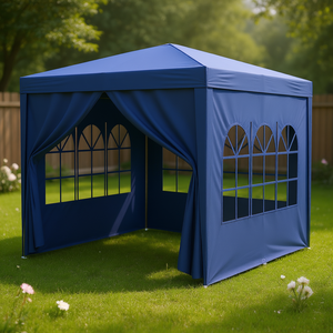 Gazebo Blu 10x10 per Eventi Esterni, Tenda Robusta per Matrimoni e Feste con 4 Pareti Rimovibili, Struttura in Alluminio e Tessuto in Poliestere - Product Image 2