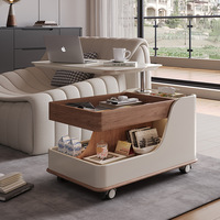 Table d'appoint mobile avec plateau relevable 360° °   Table basse rotative sur roulettes pour salon, canapé ou chevet