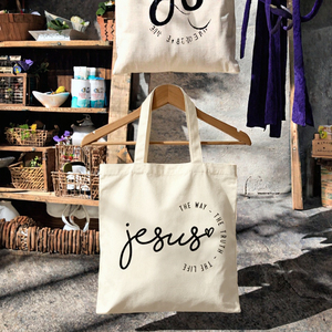 Jesus Way Truth Life Letter Canvas Tote <b>Bag</b> Christian Faith Reusable Shopping <b>Bag</b> Eco Friendly Religious <b>Gift</b> <b>Extra</b> <b>Large</b> Casual - Product Image 3