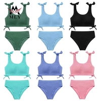 Ensemble de bikini taille haute à effet ventre plat, maillot de bain personnalisé pour femme, avec débardeur court à bretelles nouées et texture froissée