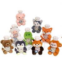 Peluche renard chef mignon, poupée mascotte animale douce pour filles, pendentif de sac