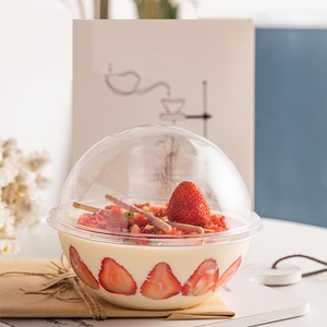 Transparent Boxes Round Plastic Cup Pet Custom Clear Box Dessert Cake Packaging