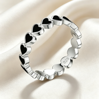 Bagues en argent sterling 925 plaqué or pour femmes, avec initiales en forme de cœur en émail couleur bonbon et pavé de pierres