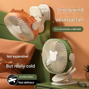 New Large Clip Desktop Bedroom Student Dormitory USB Rechargeable Desk Fan with <b>Night</b> <b>Light</b> Long Life - Product Image 5