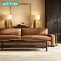 Ensemble de canapés en cuir véritable de luxe pour salon, canapé personnalisable avec structure en bois massif, coussin doux et confortable pour villa et hôtel