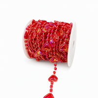 Guirlande de perles acryliques en forme de cœur rouge, irisée, imperméable, 10 m/rouleau, pour mariage, fête, décoration de la maison, toile de fond de scène, vente en gros