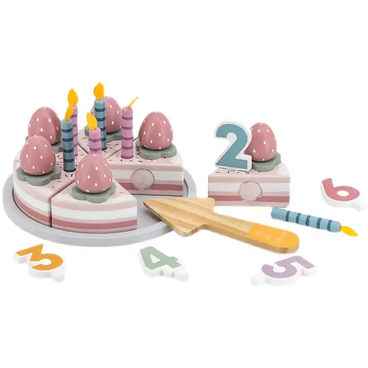 Jouets de gâteau d'anniversaire de Coupe en Bois Jouer Ensemble de