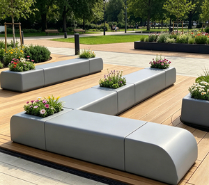 B81 Cadeira de Jardim Personalizável em GRC FRP, Resistente à Água e às Intempéries, Vaso para Árvores, Floreira e Banco de Espera para Praças, Campus e Parques - Product Image 4