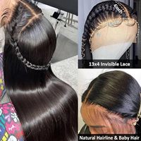Perruque brésilienne de 40 pouces, lisse, avec dentelle frontale 13x4, densité 200%, sans colle, pré-épilée, dentelle HD transparente pour femmes noires