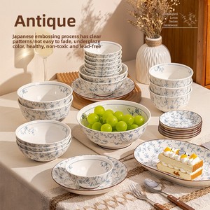 Juego <span class=keywords><strong>de</strong></span> Vajilla <span class=keywords><strong>de</strong></span> Cerámica <span class=keywords><strong>de</strong></span> Estilo Japonés, Ecológico, con Diseño <span class=keywords><strong>de</strong></span> Loto Entrelazado, para Uso Doméstico - Product Image 2