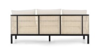 Ensemble de canapé trois places en rotin et bois massif de style Wabi-sabi pour salon, hôtel, appartement ou villa
