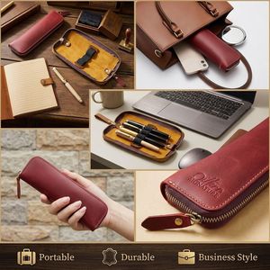 Semplice borsa portapenne in pelle bovina custodia protettiva per penna da <span class=keywords><strong>uomo</strong></span> Mini piccola borsa di cancelleria portatile regali per <span class=keywords><strong>astuccio</strong></span> in pelle da <span class=keywords><strong>uomo</strong></span> - Product Image 6