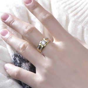 Anillo de Diamantes para Hombre de Plata de Ley 925, Anillo de Hombre Chapado en Oro de 14k, Anillo Impermeable con Diamantes, Anillo de Boda Chapado en Oro de 18k - Product Image 2