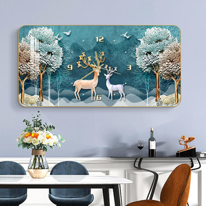 Horloge murale d'<span class=keywords><strong>art</strong></span> moderne personnalisée de luxe léger, tableau créatif sur toile pour salon, restaurant, nature morte en porcelaine de cristal - Product Image 4