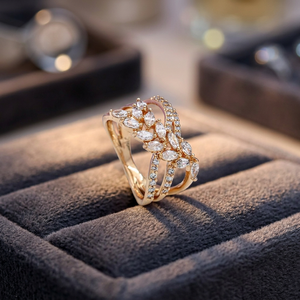 Anillos de boda clásicos de latón con imitación de rodio y circonita cúbica cuadrada CZ, de varias capas, llamativos, para XR113 - Product Image 2