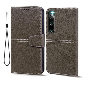 Étui portefeuille design Business pochette de téléphone pour <span class=keywords><strong>Sony</strong></span> <span class=keywords><strong>Xperia</strong></span> 10iii, pour <span class=keywords><strong>Xperia</strong></span> 1iii étui de carte de crédit avec corde - Product Image 4