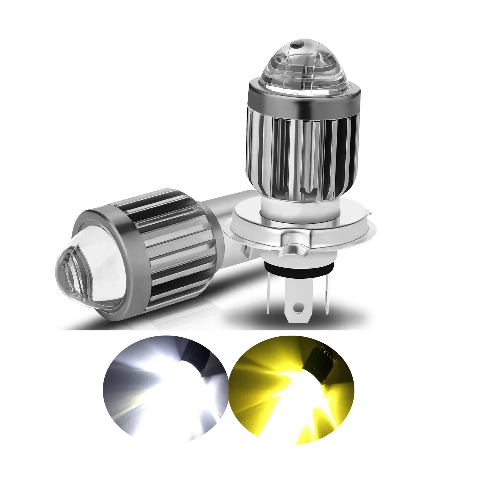 Infitary – Mini phare LED pour feux de croisement et de route, lentille de projecteur double couleur, 20W, 1.25 pouces, H6 BA20D, phare de moto H4