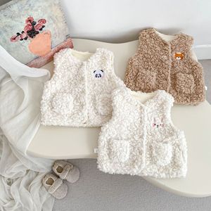 Gilet pour enfants avec motif <span class=keywords><strong>de</strong></span> dessin animé, manteau en polaire épais pour l'hiver, fermeture à boutons en corne, ceinture décorative, collection 2025 - Product Image 1