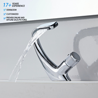 Grifo de Lavabo de Baño Moderno de Latón Ennegrecido con una Sola Manija, Montado en la Cubierta, con Cartucho de Cerámica