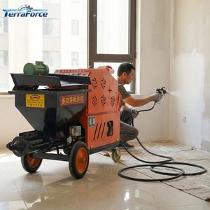 Équipement de pulvérisation de mortier portable 511, corps orange avec roulettes, haute efficacité - Product Image 1