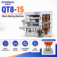 Machine de fabrication de blocs creux entièrement automatique QT8-15S pour pavés en béton, briques pleines, pavés autobloquants et bordures, hydraulique PLC
