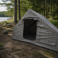 Tente Gonflable Oxford 210D 6,3 m² Kaki – Maison de Glamping Imperméable et Coupe-Vent pour Famille – Cabane de Loisirs Extérieure en Tissu de Haute Qualité