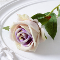 Rose artificielle noire en soie à tige unique avec bâton pour bouquets de bricolage mariages artisanat décorations de fête