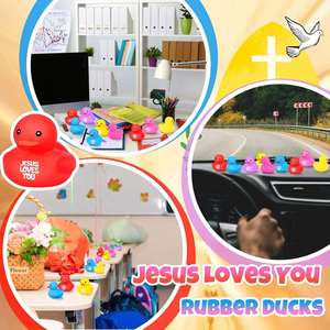 Jesus Loves You Multicolor Rubber Ducks <b>Bath</b> Toys for Baby Shower Pool Religious Party Favors Birthday Gifts Church Reward - Product Image 6