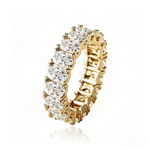 Anillo de Eternidad de Circonita Cúbica de Una Sola Hilera de 4mm, Chapado en Oro Real, Apilable, Estilo Hip Hop, para <span class=keywords><strong>Mujer</strong></span>, Venta al por Mayor - Product Image 3