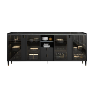 Home Furniture <strong>Black</strong> Wooden Living Room <strong>Sideboard</strong> Modern Pull Out Organizer Kitchen <strong>Cabinets</strong> With Drawers - Product Image 2