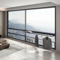Ventanas correderas de rotura térmica de aluminio para balcón, pantalla de apertura Horizontal de vidrio deslizante, estilo plegable para hoteles, villas