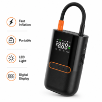 Easy-to-Use Plastic Tire Inflator 150PSI Portable Air Compressor LED Light Digital Pressure Gauge USB-C Charging CE Certified
