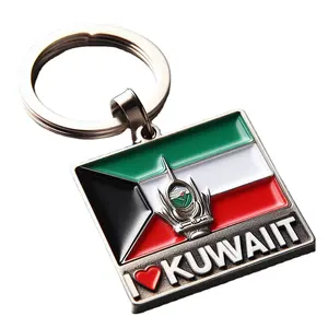 Logotipo personalizado metal viagem presente bandeira kuwait lembrança chaveiro