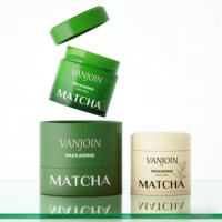 Boîtes rondes en aluminium hermétiques de qualité supérieure 30g-100g, imprimées sur mesure, vertes, scellées, pour chewing-gum et thé matcha en poudre libre