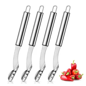 Macinapepe da cucina con seghettato per peperoncino cetriolo verdure strumento per la rimozione dei semi in acciaio inossidabile Chili Corer