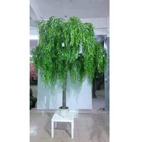 Fournisseur de Guangzhou en gros 250cm hauteur forme naturelle intérieure décorative en fibre de verre plante de saule pleureur vert artificiel