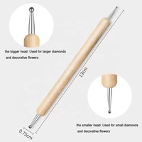 Lot de 5 pinceaux à ongles professionnels avec manche en métal et manche en bois pour manucure et stylo à points pour nail art