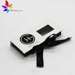Wholesale White Cheap Custom Logo Mink Eyelash Packaging Box with Ribbon bow tie