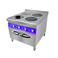 Équipement de cuisson professionnel multifonctionnel en acier inoxydable à quatre brûleurs, haute efficacité, facile à nettoyer